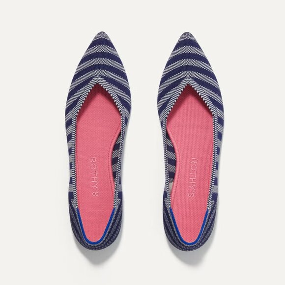 NEW Rothy’s The Point Riviera Stripe Navy and White, Size 7.5 - Picture 7 of 7